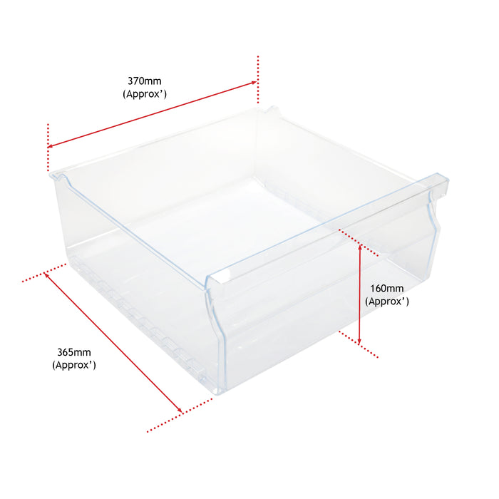 Fridge Freezer Upper Drawer fits HISENSE RB316D4WB1, RB316D4WBF, RB316D4WDF, RB343D4BWF Clear