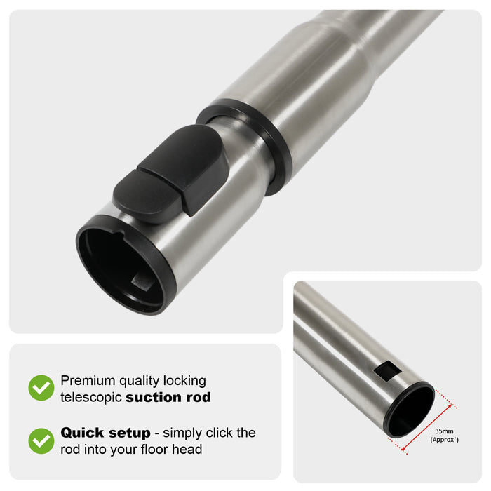 Extension Rod Tube + Floor Brush Tool Compatible with Miele C1 C2 C3 S4000 S5000 S8320 Cat & Dog Vacuum Cleaners (35mm)