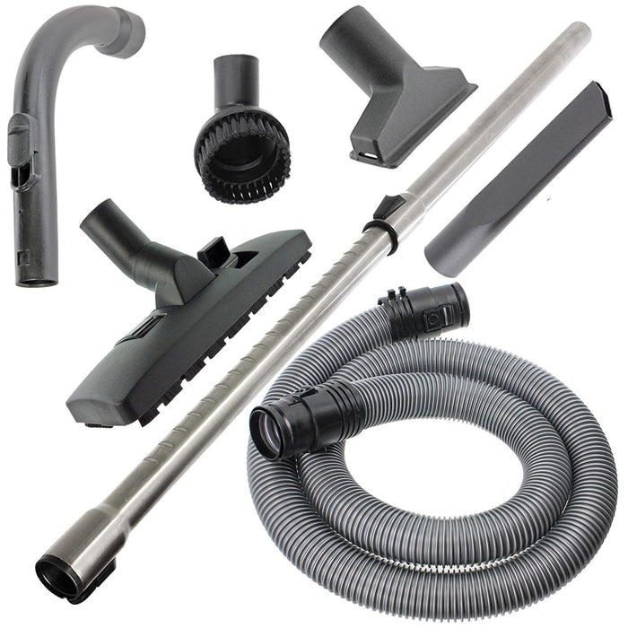 Hose Pipe Curved Wand Handle Telescopic Extension Rod Tool Kit & Bag for Miele C1 Vacuum Cleaner (1.7m, 38mm, Silver)