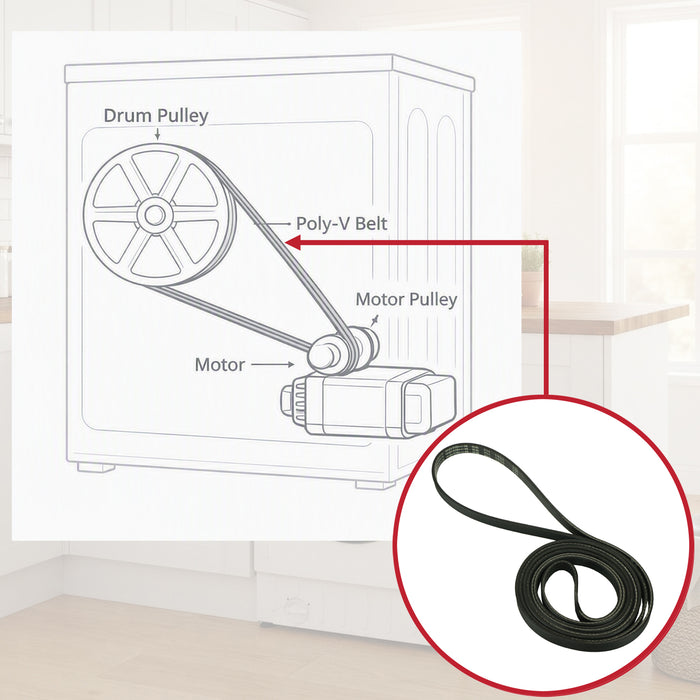 Poly-V Drive Belt For Hoover Fits Candy Tumble Dryers 1956H7 1956mm 40012264