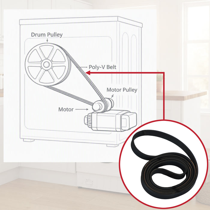 Drum Drive Poly-V Belt For Lamona LAM8775 LAM8776 LAM8777 Washing Machines 1225J5EPJ 1225mm