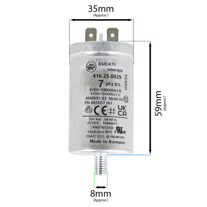 Capacitor for Hoover Candy Tumble Dryer 7MF 7UF Lamona LAM8875 LAM8876