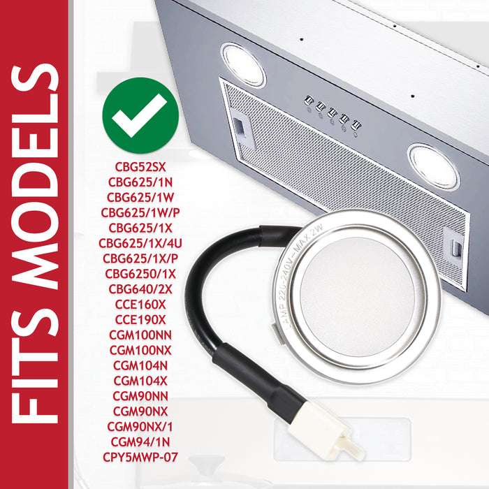 LED Light for Candy CBG CCE CGM Cooker Hood Extractor Vent Lamp Bulb Units (Pack of 2, Silver, 68mm, G4)