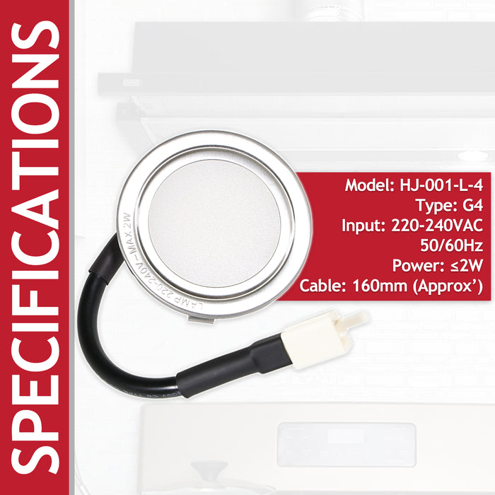 LED Light for Interfilter FGM FHV Cooker Hood Extractor Vent Lamp Bulb Unit (Silver, 68mm, G4)