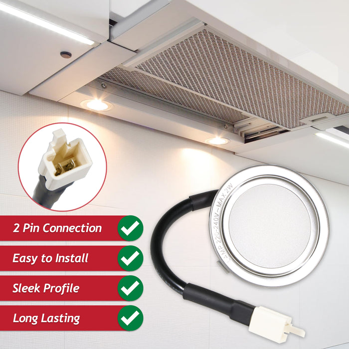 LED Light for Hoover HCV61 HCV91 Cooker Hood Extractor Vent Lamp Bulb Units (Pack of 2, Silver, 68mm, G4)