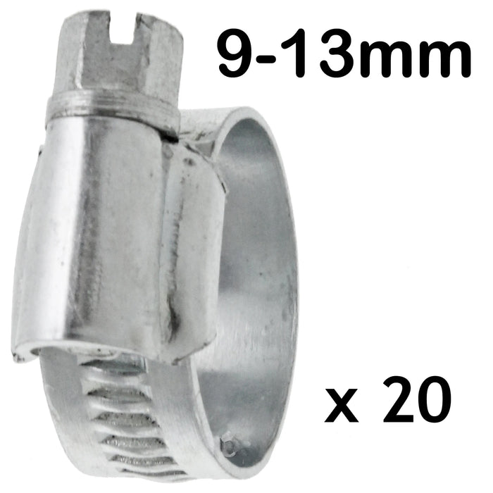 Small Worm Drive / Clip Type Hose Clamps (Steel, Pack of 20)