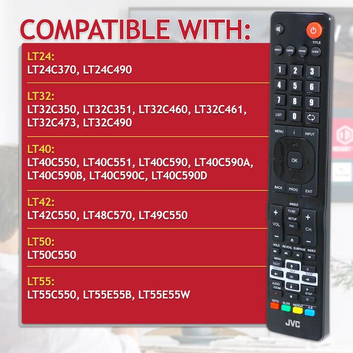 JVC RM-C3174 TV Remote Control LT24 LT32 LT40 LT42 LT50 LT55 Controller (504Q2220105)