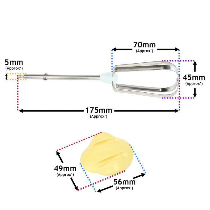 Flat Blade Beaters Whisks For Kenwood HM220 HM226 HM400 Hand Mixers With Grip Clip