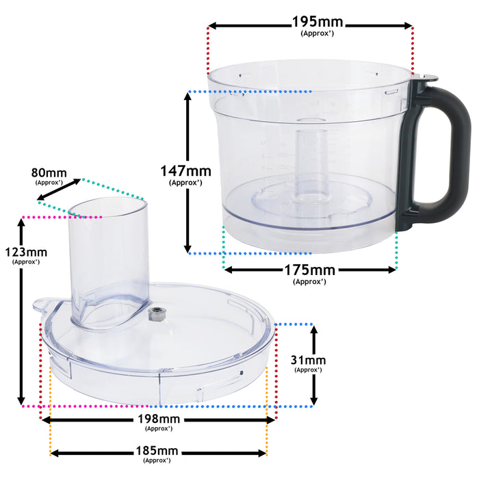 Mixing Bowl & Lid For Kenwood MultiPro Express FDM71 FDP65 Food Mixer Processor