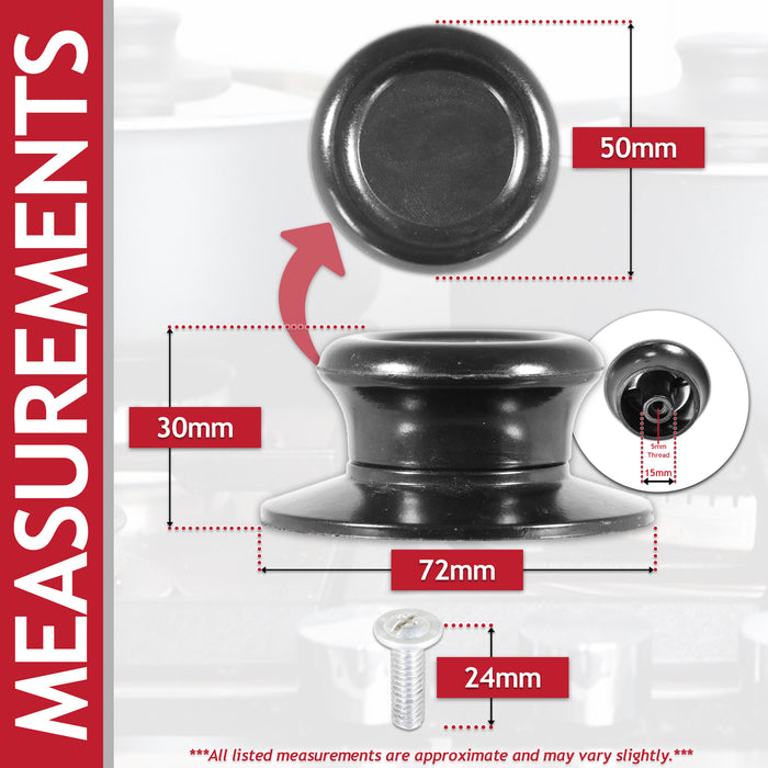 Pan Lid Knob Handle Kitchen Cookware Black Round Bakelite Hand Grip Replacement