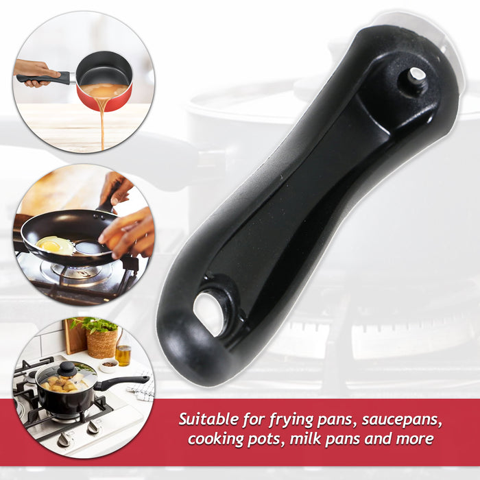 Frying Pan Handle Curved Black Bakelite Saucepan Pot Cookware Replacements (200mm, Pack of 2)