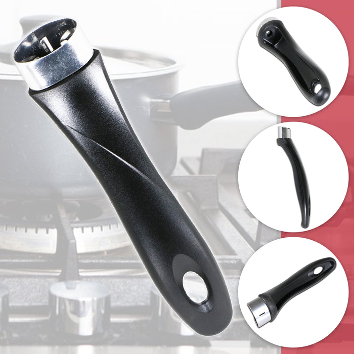 Frying Pan Handle Curved Black Bakelite Saucepan Pot Cookware Replacements (200mm, Pack of 2)