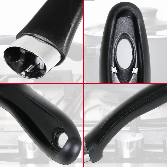Frying Pan Handle Curved Black Bakelite Saucepan Pot Cookware Replacements (200mm, Pack of 2)