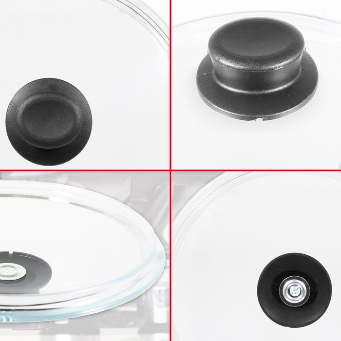 Glass Cookware Lid + Curved Handle Tempered Pan Pot Dish Cover Replacement Kit (20cm)