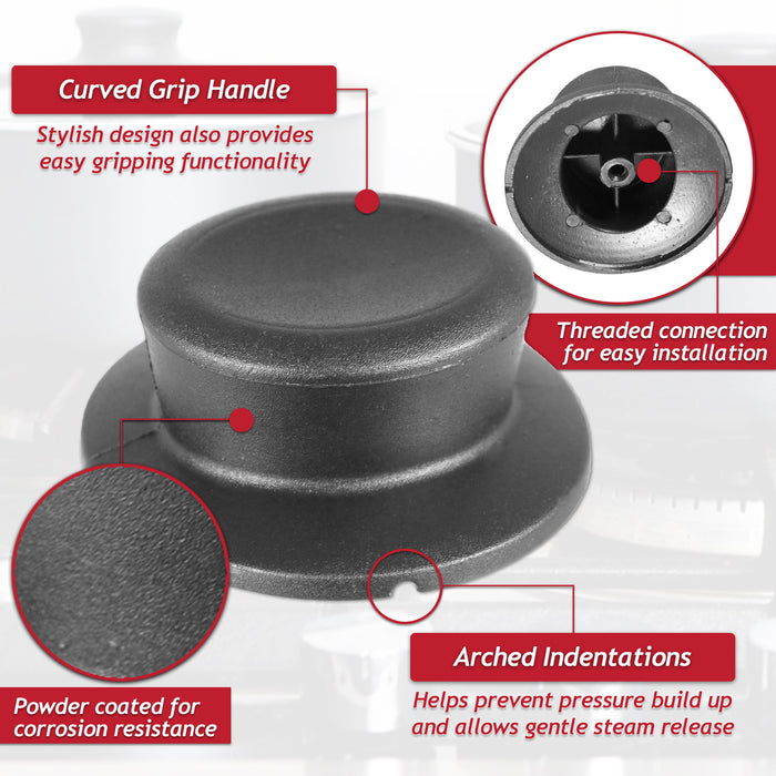 Pan Lid Knob Handle Kitchen Cookware Black Round Curved Hand Grip Replacement