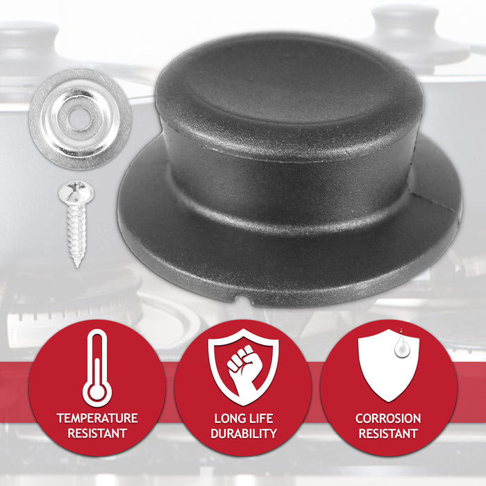 Pan Lid Knob Handle Kitchen Cookware Black Round Curved Hand Grip Replacements (Pack of 2)