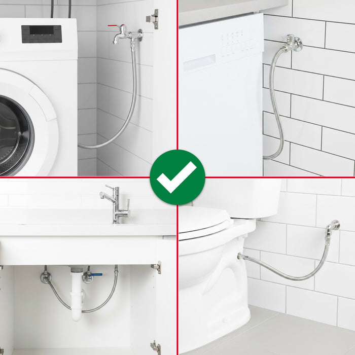 Flexible Braided Hose Pipe Washing Machine Dishwasher Toilet Cistern Stainless Steel Connector (3/4" Female x 1/2" Male, 500mm)