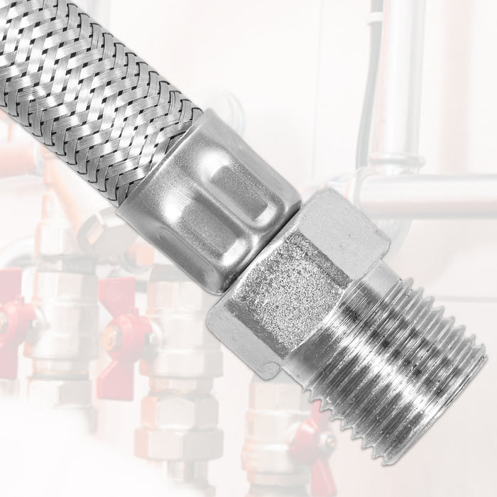 Flexible Braided Hose Pipe Washing Machine Dishwasher Toilet Cistern Stainless Steel Connector (3/4" Female x 1/2" Male, 500mm)