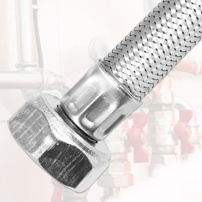 Flexible Braided Hose Pipe Washing Machine Dishwasher Toilet Cistern Stainless Steel Connector (3/4" Female x 1/2" Male, 500mm)