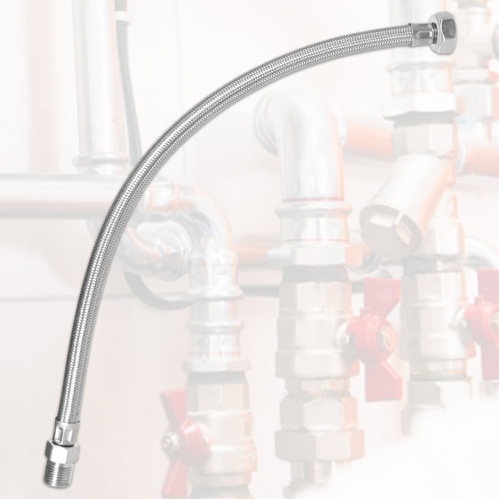 Flexible Braided Hose Pipe Washing Machine Dishwasher Toilet Cistern Stainless Steel Connector (3/4" Female x 1/2" Male, 500mm)