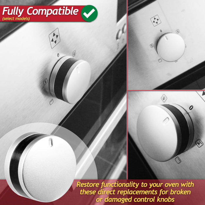 Control Knob Switch for Lamona LAM3200 LAM3207 LAM3300 LAM3404 LAM3404-1 Oven Cooker (Silver / Black)