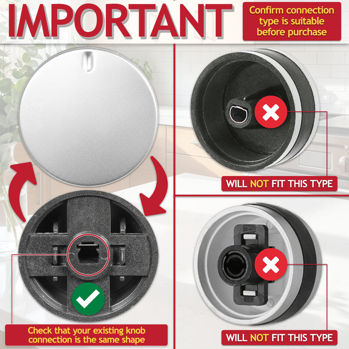 Control Knob Switch for Lamona LAM3200 LAM3207 LAM3300 LAM3404 LAM3404-1 Oven Cooker (Silver / Black)