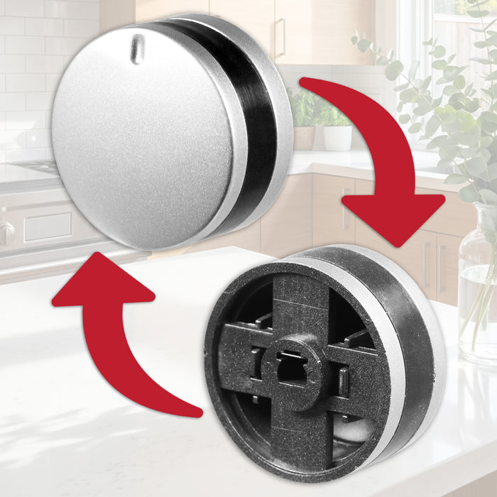 Control Knob Switch for Lamona LAM3200 LAM3207 LAM3300 LAM3404 LAM3404-1 Oven Cooker (Silver / Black)