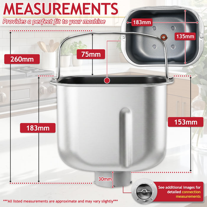 Bread Pan for Kenwood BM350 BM450 Breadmaker Twist & Lock Type 1 Baking Tin Bucket (KW712245)