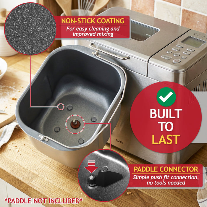 Bread Pan for Kenwood BM350 BM450 Breadmaker Twist & Lock Type 1 Baking Tin Bucket (KW712245)
