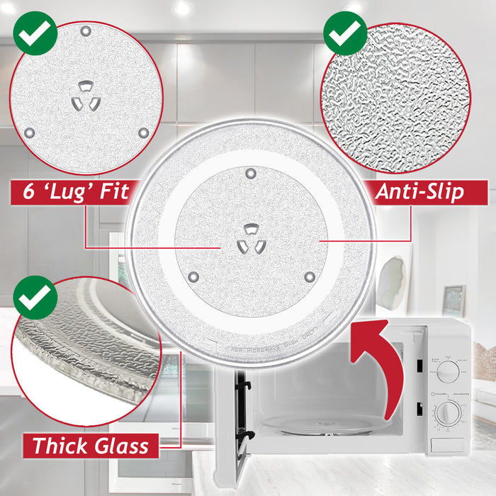 Universal Microwave Turntable Plate 6 Lug Fixing Y Type Glass Dish Tray (11" / 28.5cm / 285mm)