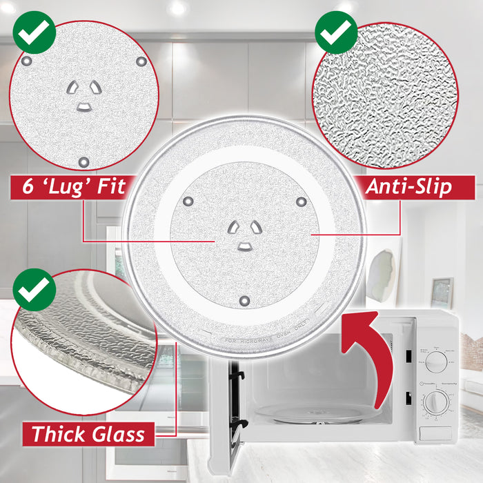 Universal Microwave Turntable Plate 6 Lug Fixing Y Type Glass Dish Tray (14" / 36cm / 360mm)