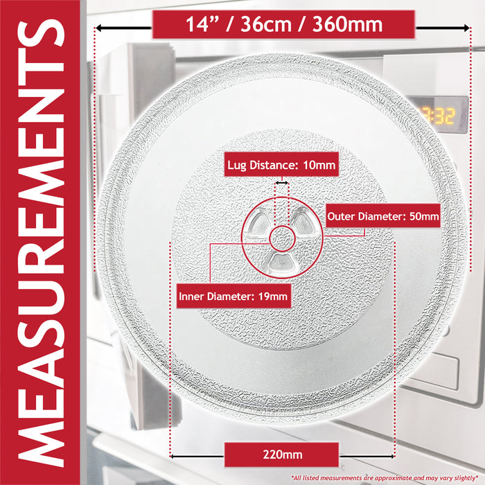 Microwave Plate for Sharp Turntable Glass 14" Y Type 36cm 360mm
