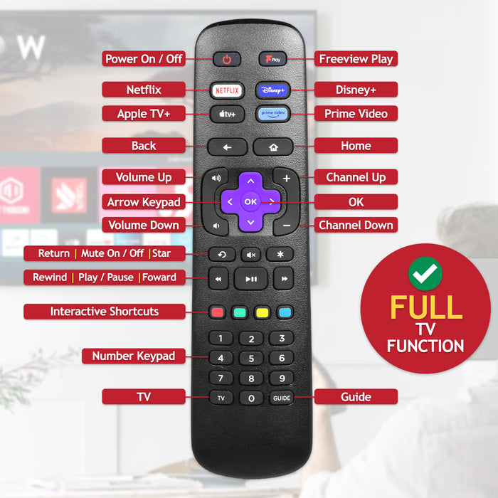 Remote Control for Hisense Roku TV B7120 EN3A38 HT260994 R43 R50 R55 R65 T260994
