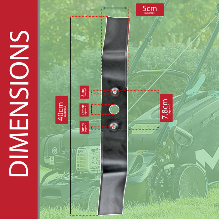 Blade for Cobra M40 M40C M41C DYM1651PF Lawnmower 40cm Metal Grass Cutter + Sharpener