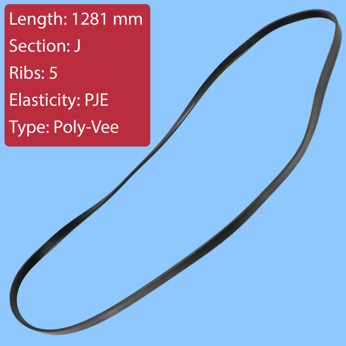 Proline Washing Machine Drive Belt 1281J5PJE FP812 FP8120WE FP812E FP812E1 12638100000250