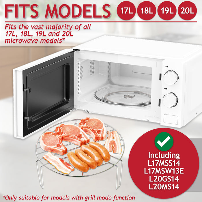 Grill Wire Rack Stainless Steel Turntable Stand for Logik L17MSS14 L17MSW13E L20GS14 L20MS14 17L 18L 19L 20L Microwave (210mm)