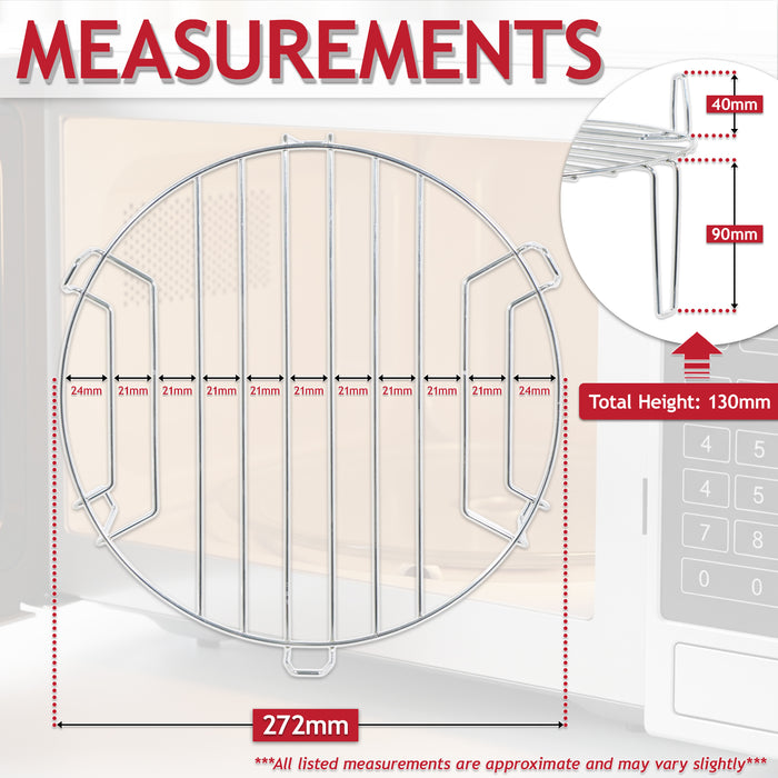 Universal Microwave Grill Wire Rack Stainless Steel Turntable Stand for 25L+ Models (261511705400, 12970000000321)