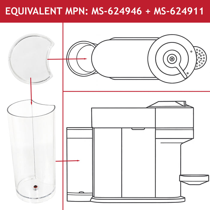 Water Tank + Lid for Magimix Vertuo Next 11706 11707 11708 11709 Coffee Machine