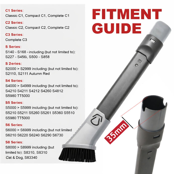 Dusting Brush for Miele C1 C2 C3 S4 S5 S6 S8 Vacuum Crevice Tool 35mm 2-in-1