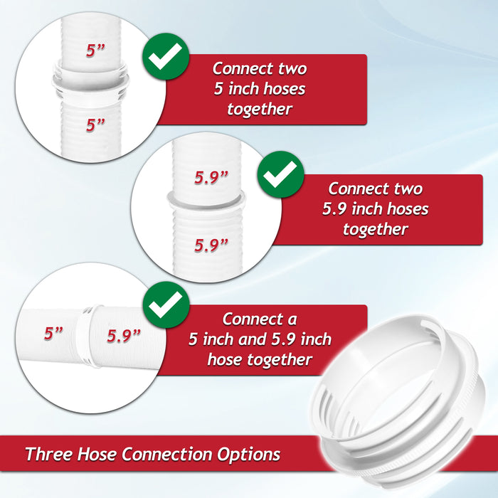 Air Con Vent Hose 3 Metre 5" 5.9" Duct Pipe Extension Threaded Coupler Connector Ring Kit