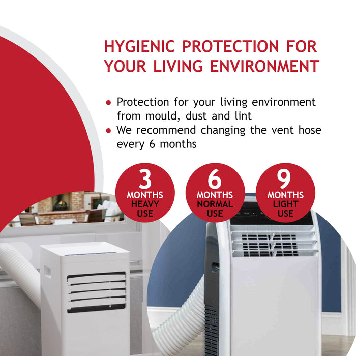 Vent Hose Pipe PVC Duct Extension Kit for Delonghi Air Conditioner (6m, 5")