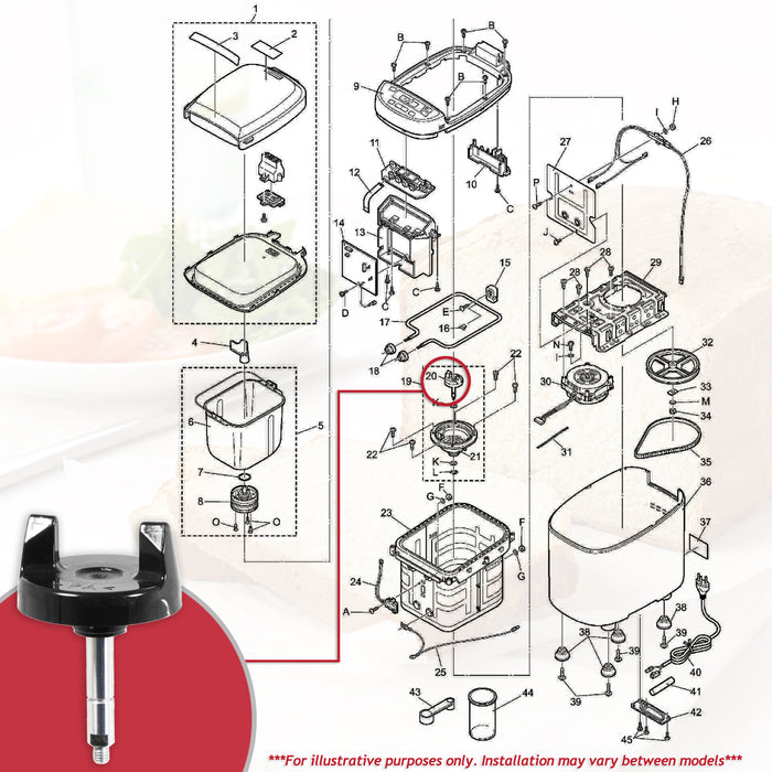 Panasonic Bread Maker Oven Lower Pan Base Connector Unit (ADE97A107 / A3Z017601)
