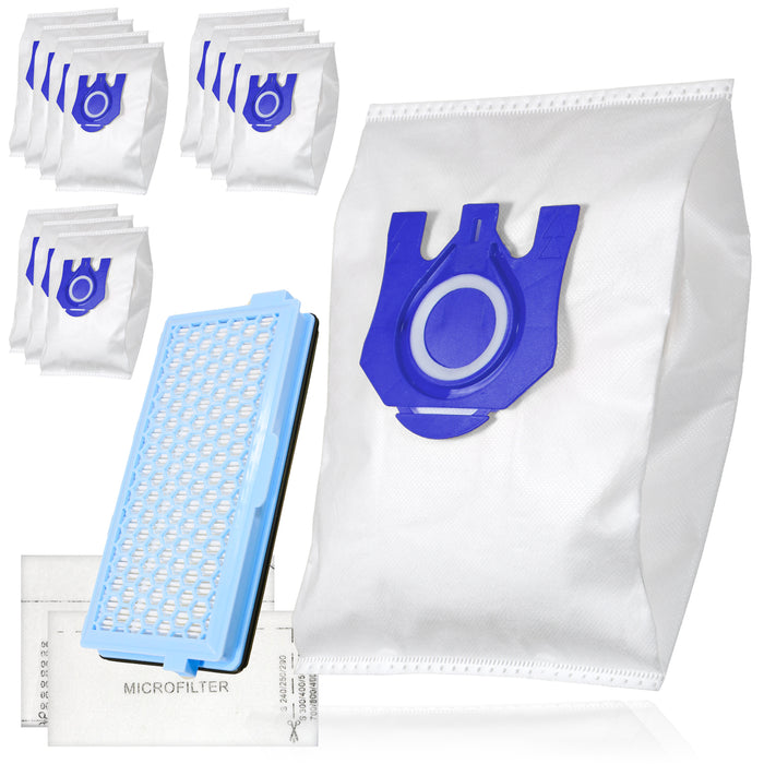 3D Bags + HEPA Filter for MIELE GN S2111 S5211 S5261 C2 C3 C1 CX1 Classic Complete Blizzard S8310 S8320 Cat & Dog x 12