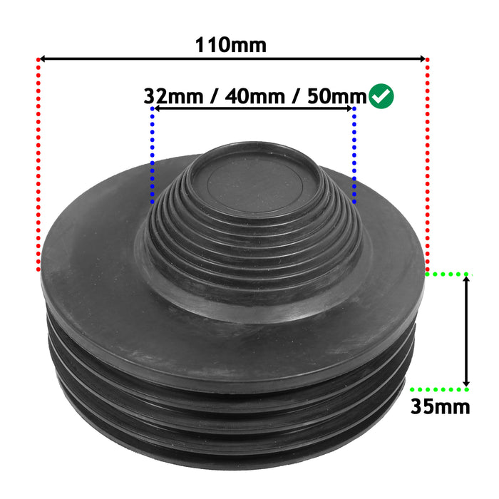 110mm Waste Reducer 32mm 40mm 50mm Push Fit Soil Pipe Drainage System Adaptor (Black)