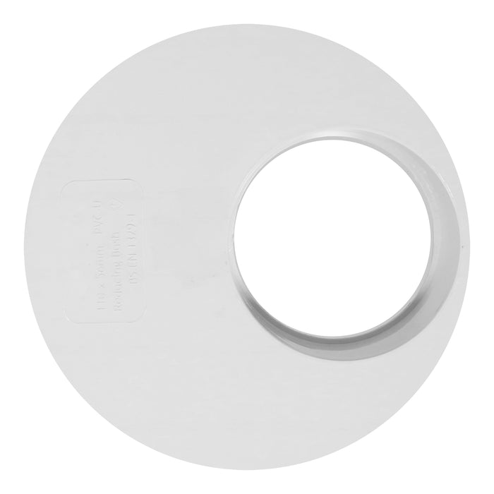 110mm to 56mm (50mm) Solvent Weld Soil System Waste Pipe Reducer Adaptor (White)