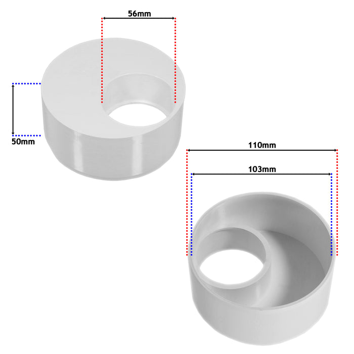110mm to 56mm (50mm) Solvent Weld Soil System Waste Pipe Reducer Adaptor (White)