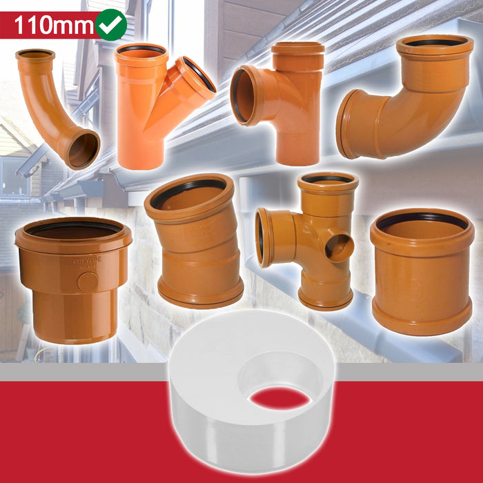 110mm to 56mm (50mm) Solvent Weld Soil System Waste Pipe Reducer Adaptor (White)