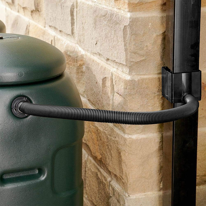 Rainwater Diverter 65mm Square 68mm Round Downpipe Water Butt Kit (Black)