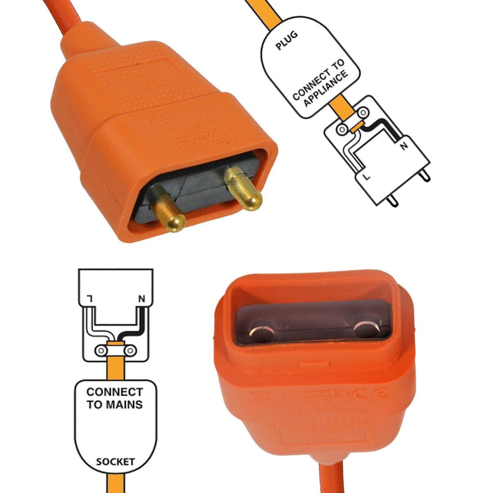 Leaf Blower Cable Connector Garden Vac Vacuum Repair Power Plug 13A 2Core