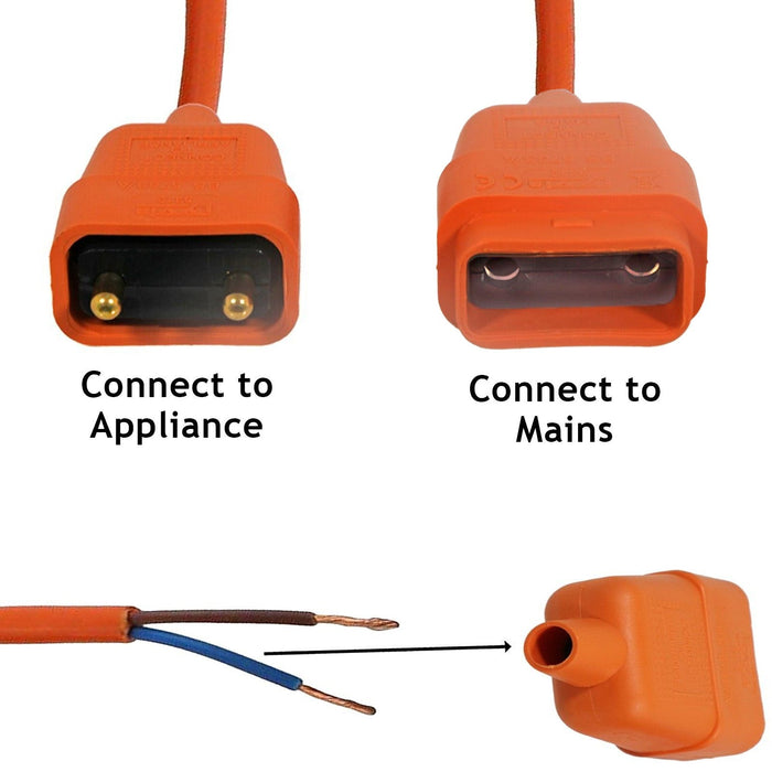 Leaf Blower Cable Connector Garden Vac Vacuum Repair Power Plug 13A 2Core